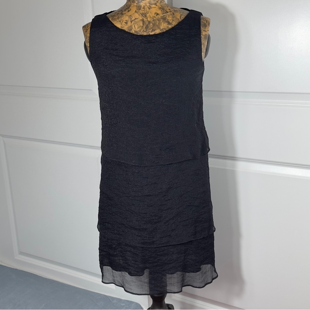 Sleeveless Black Layered Mini Dress